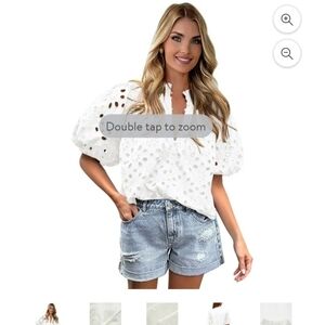 White Eyelet Blouse - Pretty Little Garden Sz. L